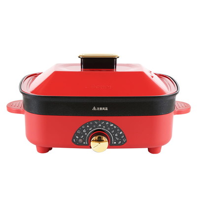 TG651 Red 1500W Electric Skillet with griddle plate